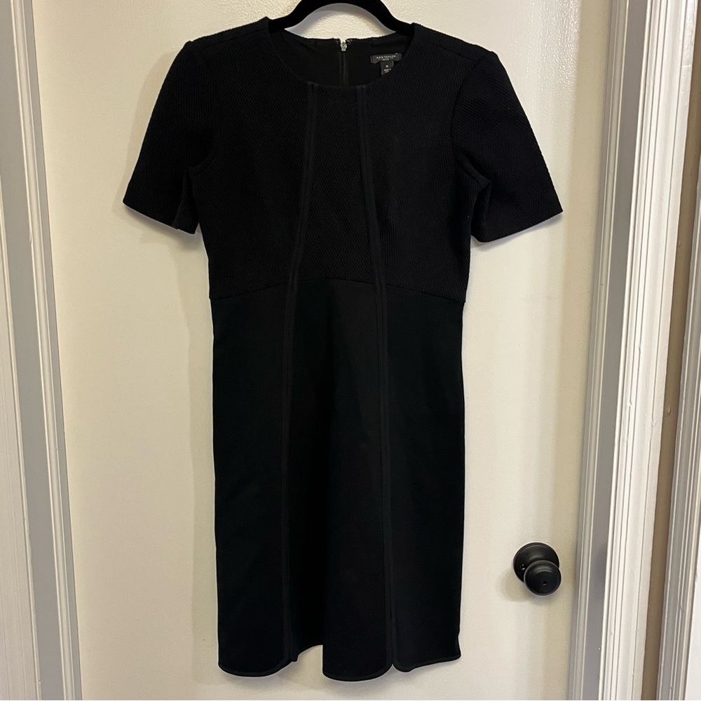 Ann Taylor - Short Sleeve Ponte Dress - black - size 0P zero petite